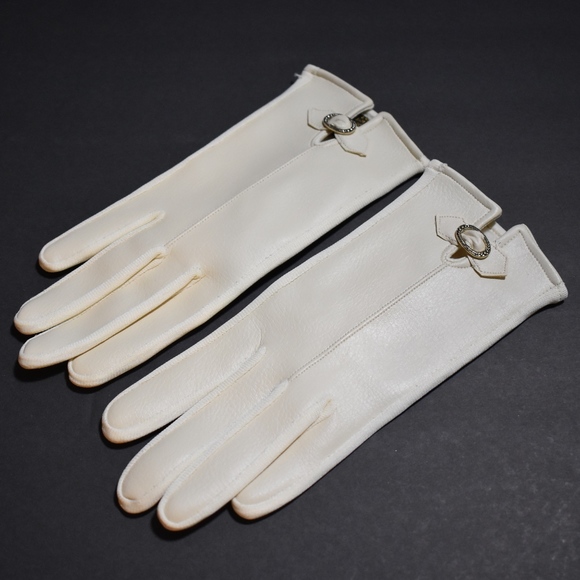 Vintage Accessories - Antique Japanese Faux Leather Gloves with Buckles